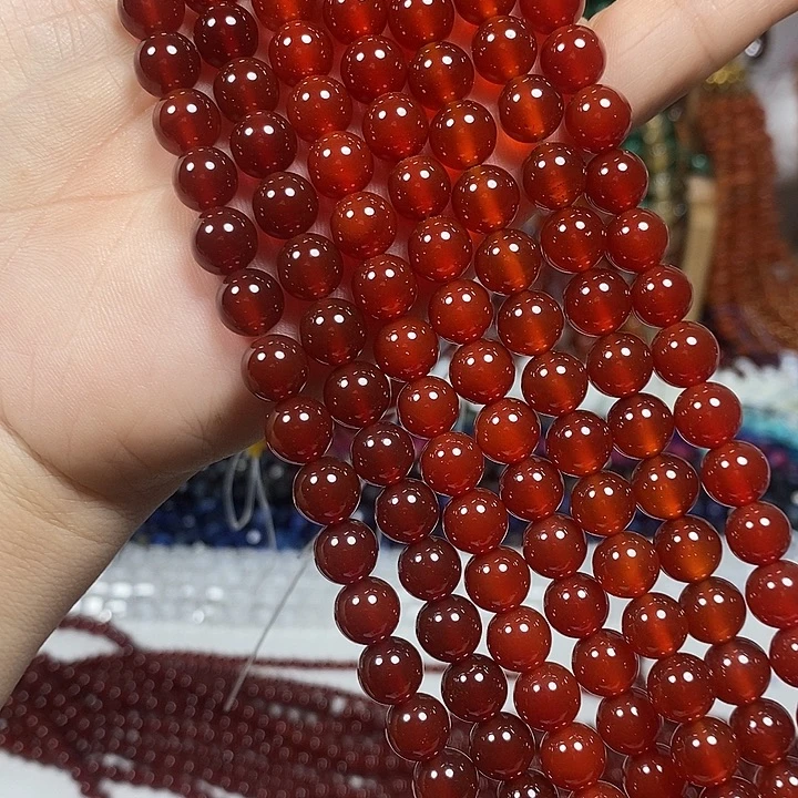 玛瑙/玉髓未镶嵌珠宝半成品A级玛瑙卡8mm一条