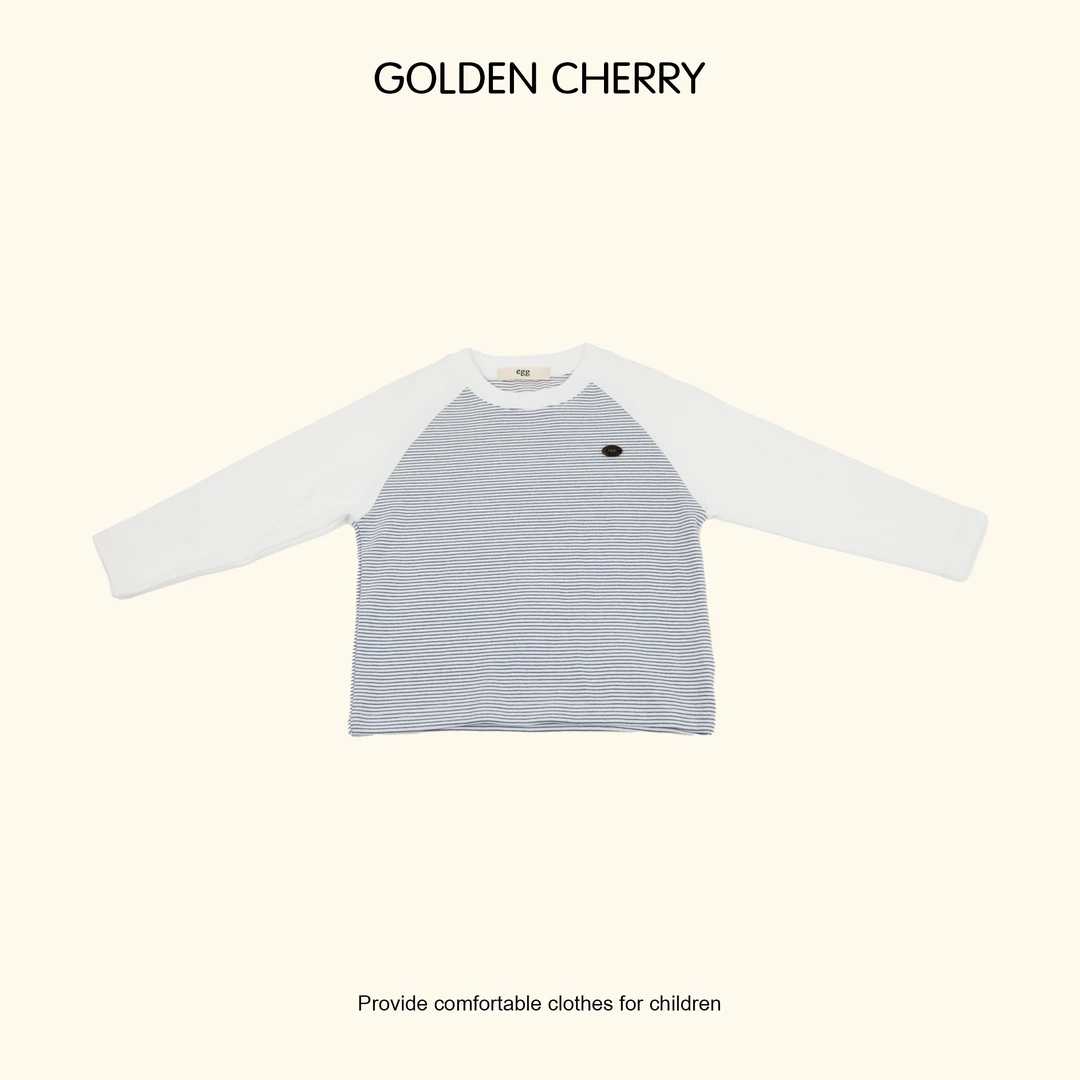 【Golden cherry】儿童条纹拼接egg小标洋气卫衣qdd091