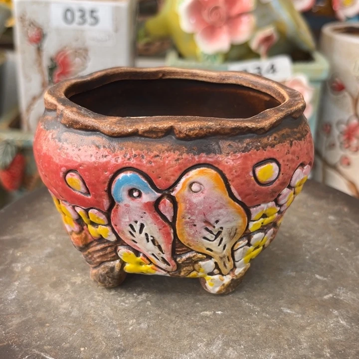 紫砂花盆粗陶材质多肉花盆