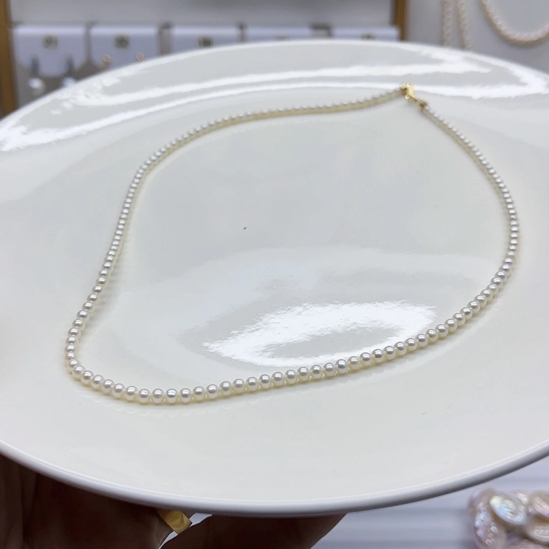 淡水珍珠颈饰18K金镶嵌