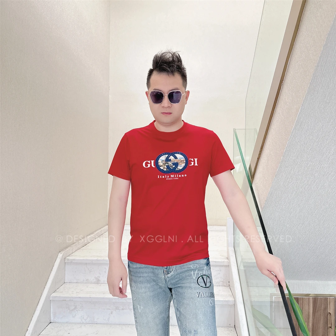 春夏款SYSR俩轮廓内有建筑男士品质高端轻奢洋气时尚潮牌短袖t恤