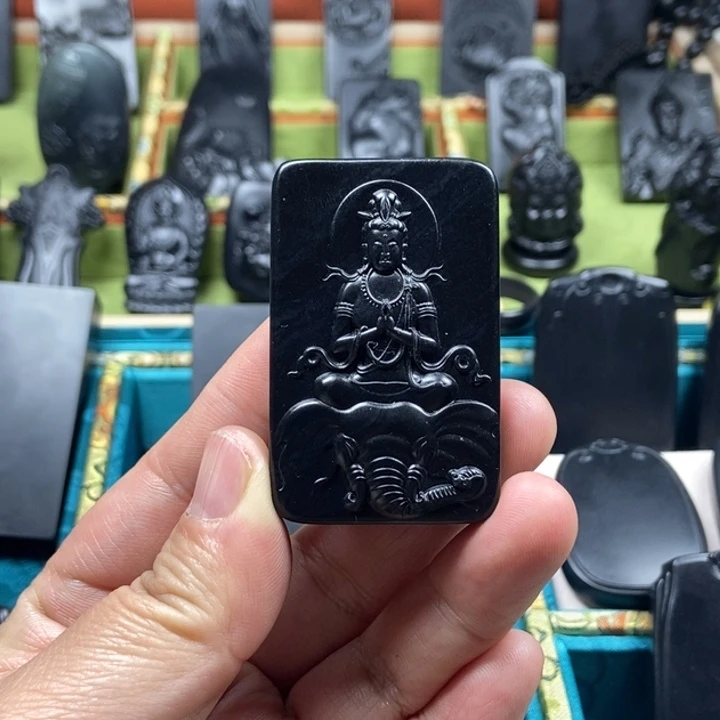 和田玉（墨玉）和田玉墨玉普贤未镶嵌