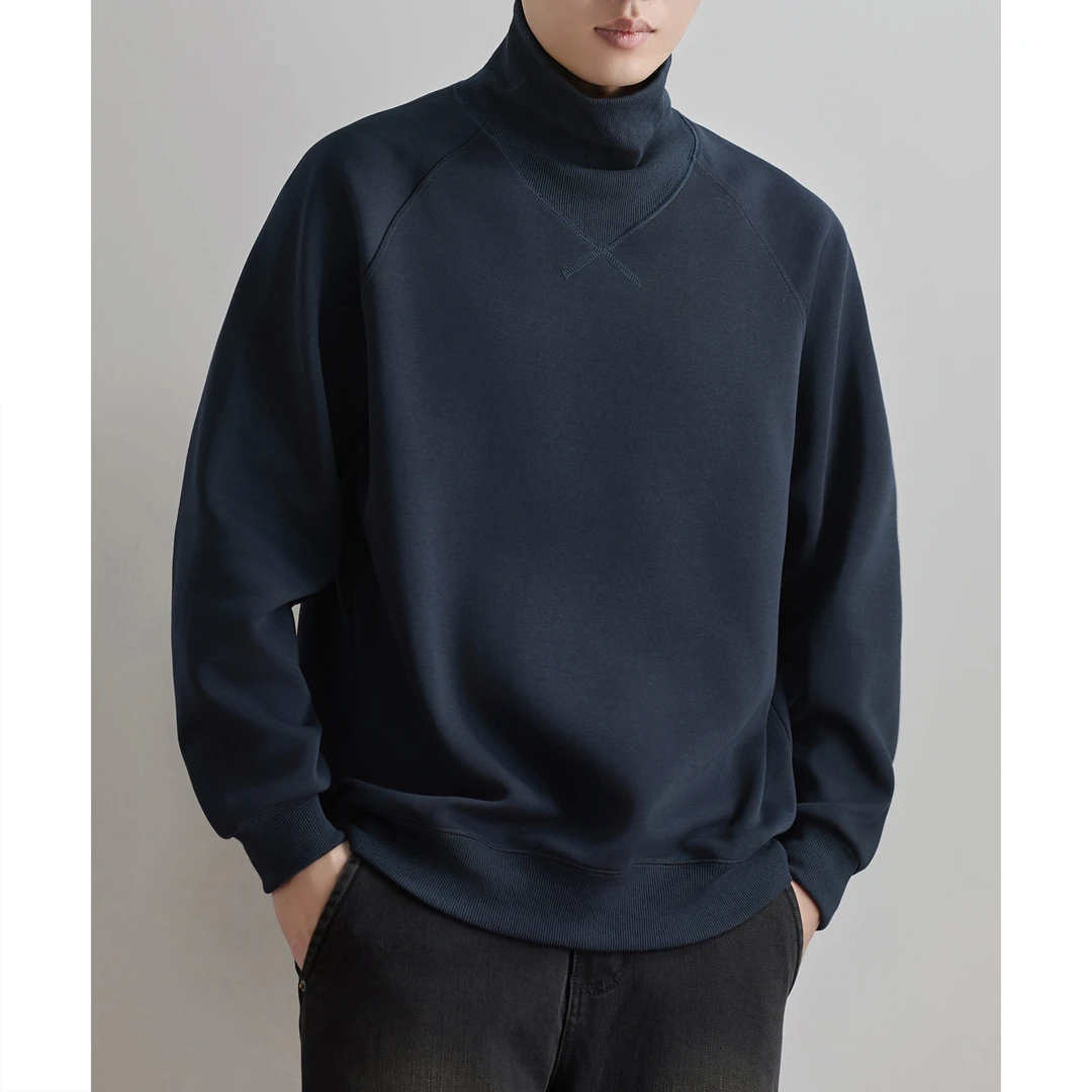 MR.MUDI/穆迪先生美式高领卫衣男士新款秋冬季长袖T恤宽松内搭潮