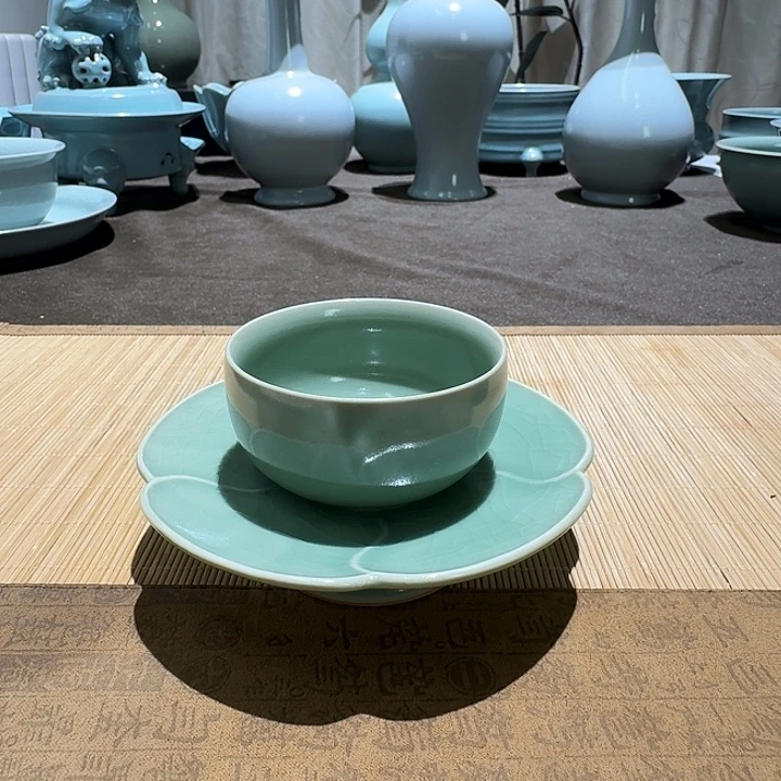 陶摆件花口盏杯。。。。