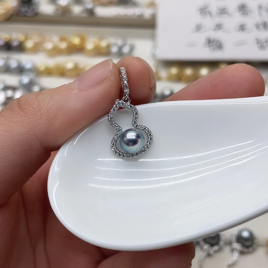 海水珍珠银S925镶嵌吊坠(不含链)