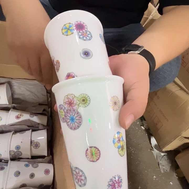 瓷片景德镇陶瓷皮球可乐杯2只