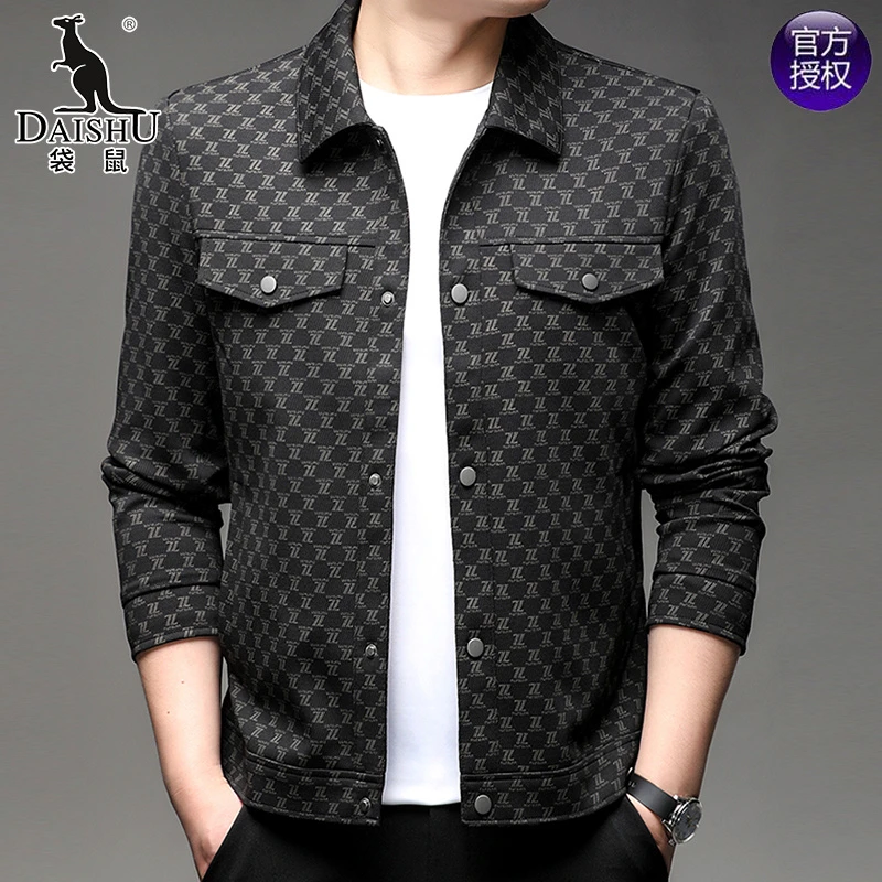 袋鼠春秋季新款男士夹克休闲百搭翻领外套潮流韩版男装2025新款