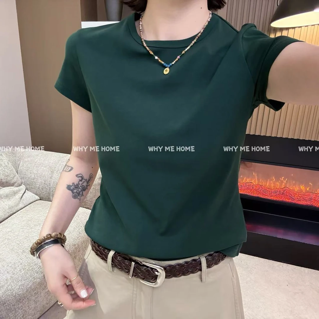 【十月-简约T】简约正肩百搭显瘦纯色短袖T恤251126