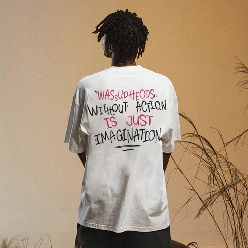 WASSUP潮牌美式涂鸦字母T恤短袖男夏季新款重磅纯棉圆领半袖上衣