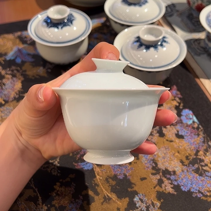 堂钟正窑糯米胎玛瑙入釉盖碗