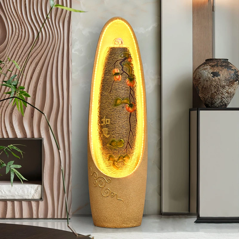 欧式流水喷泉客厅风水轮循环水加湿器办公室景观装饰招财落地摆件