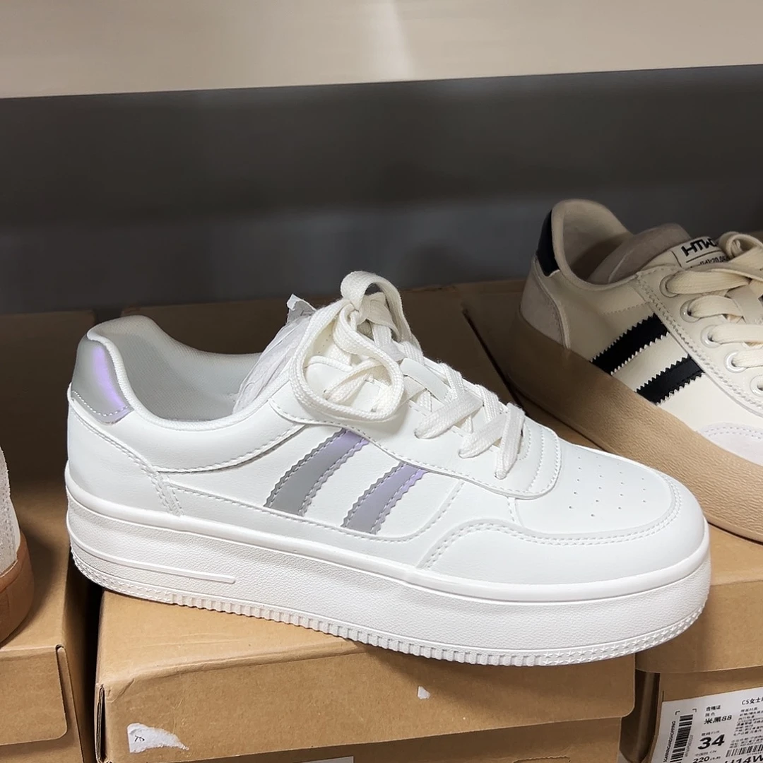 38码厚底白银小白鞋