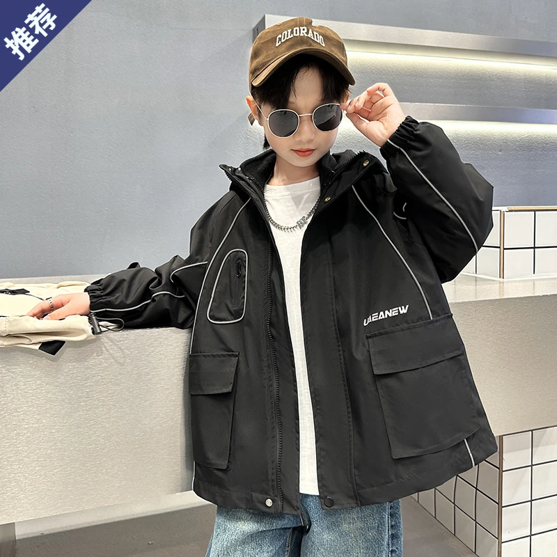 男童冲锋衣三合一6-12岁15儿童外套春秋装中大童上衣加厚男孩潮童