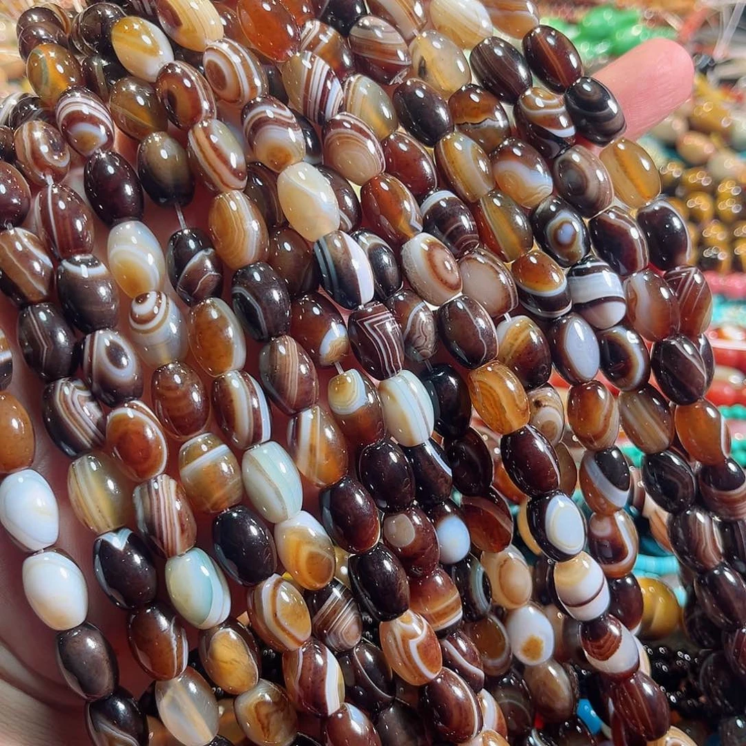 玛瑙/玉髓合金珠宝半成品蚕丝玛瑙一条10x14mmm