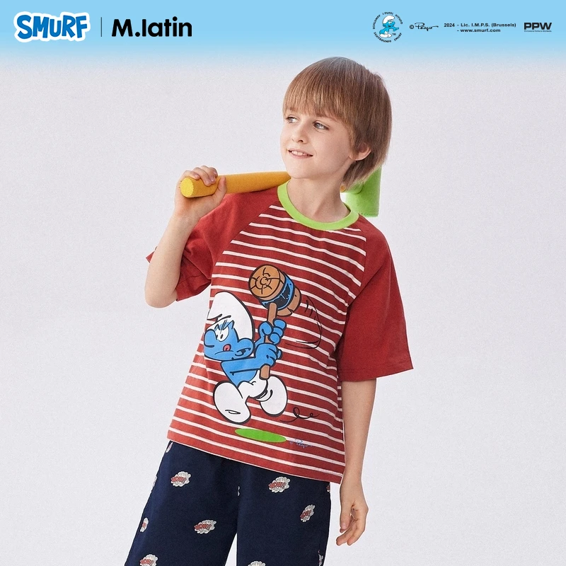 【商场同款】马拉丁童装儿童T恤夏男童大童撞色罗纹短袖T恤