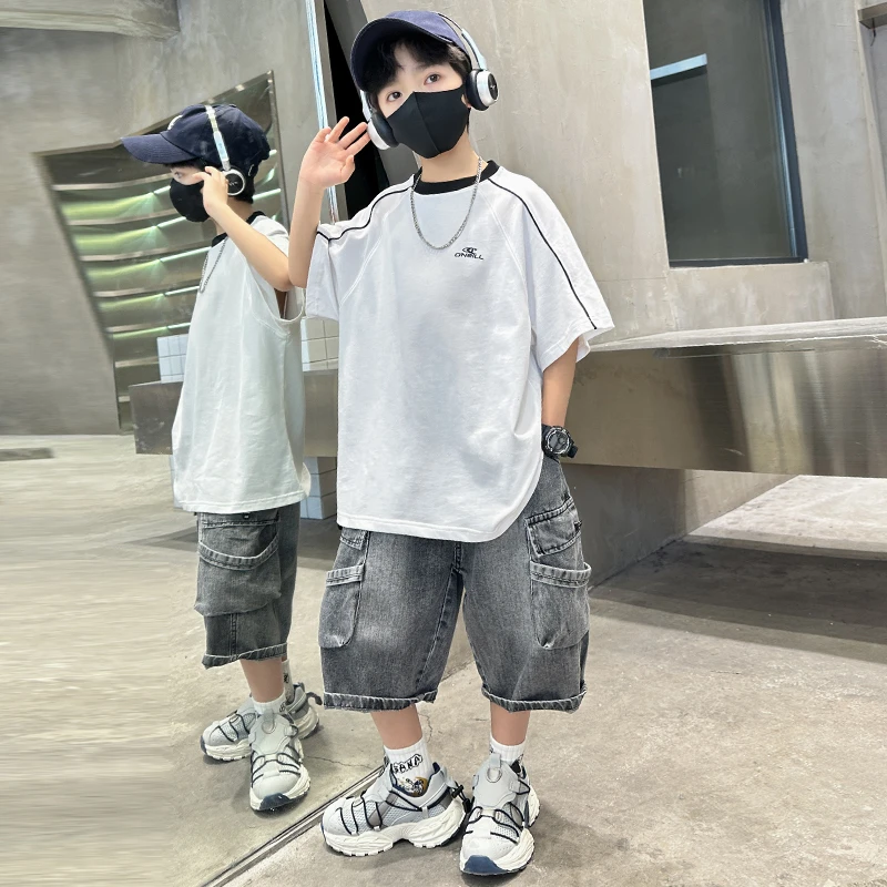童装男童夏装套装2025新款男孩酷帅短袖夏款儿童运动夏季中大童潮