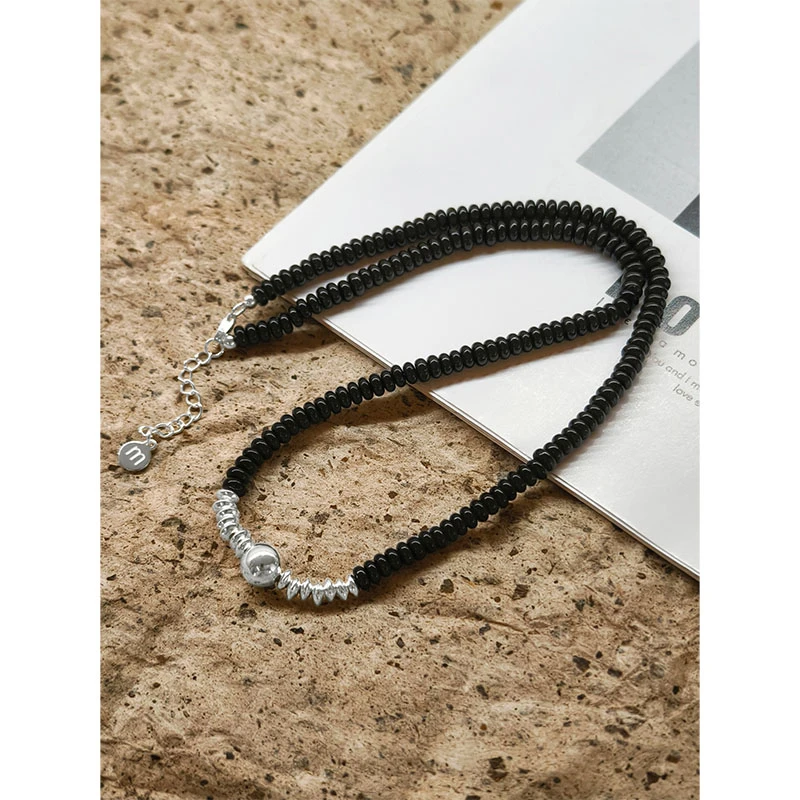 链子925银 美洋MEIYANG 银珠项链 |简约撞色叠戴项链