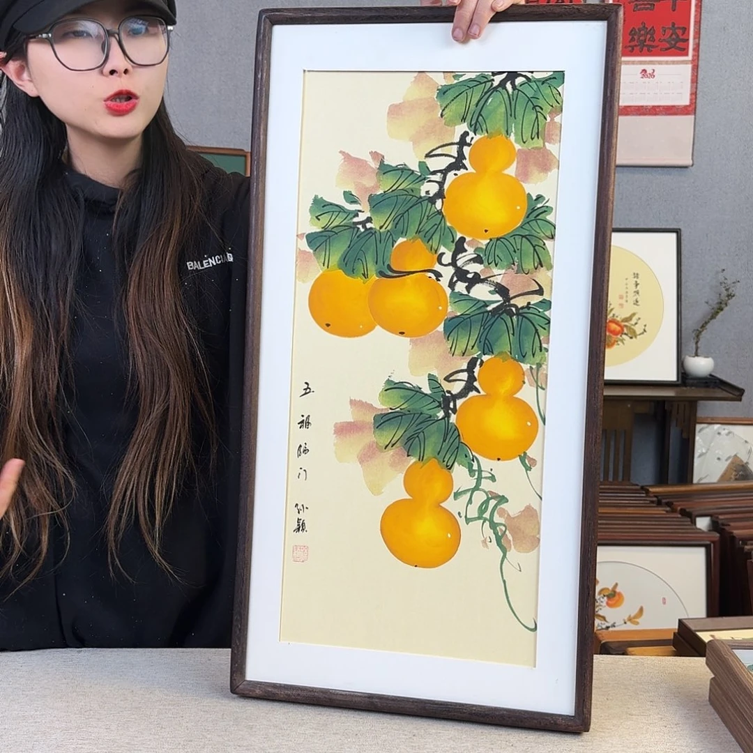 国画手绘带框尺寸： 36*69