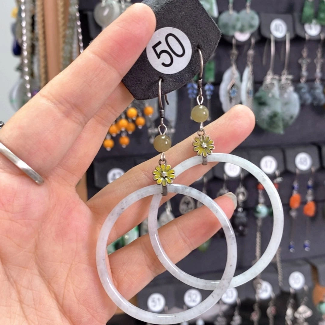 翡翠银S925镶嵌耳饰耳坠