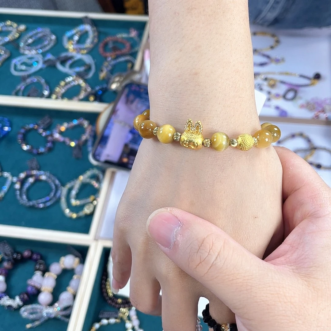 水晶手链银S925镀金镶嵌