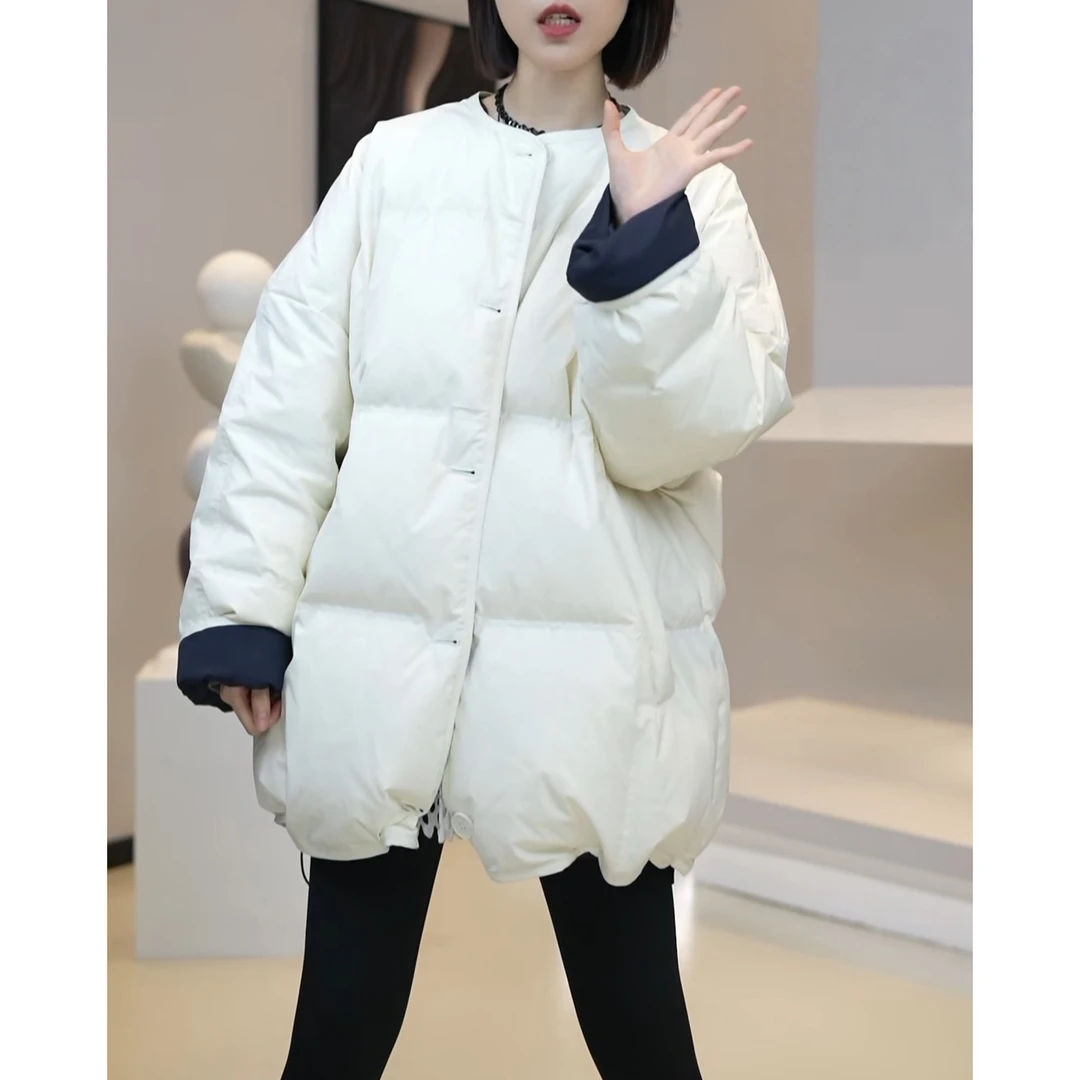 2025年冬季新款设计感小众中长款棉袄外套女简约宽松显瘦棉服棉衣