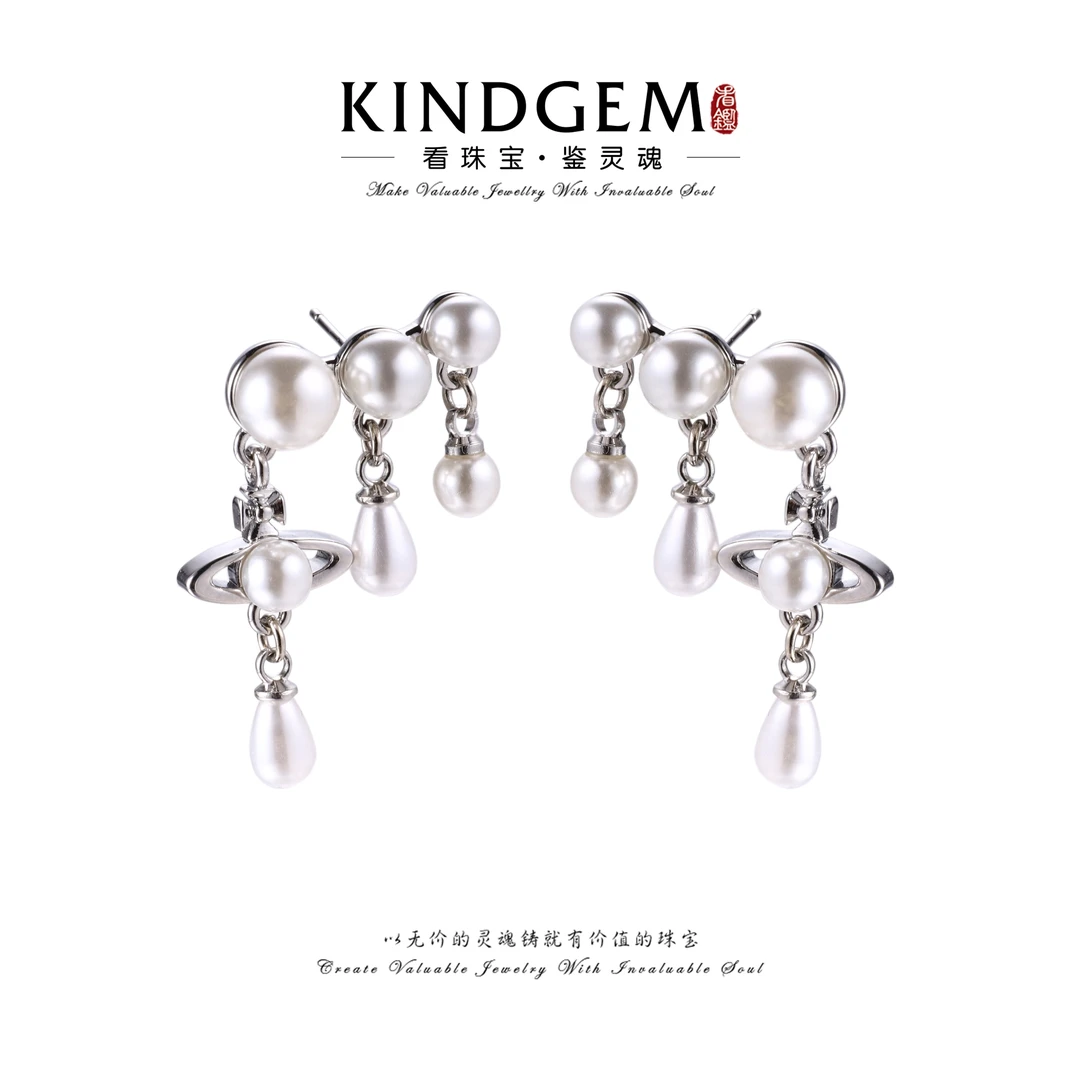 铜合金仿珍珠耳饰 简约款时尚百搭设计感耳环耳钉 C-33566