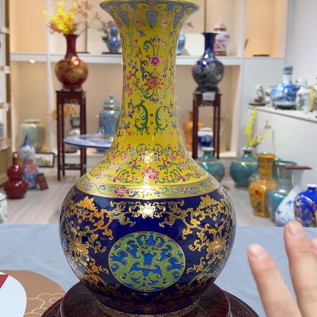 陶摆件36.5cm拼色赏瓶