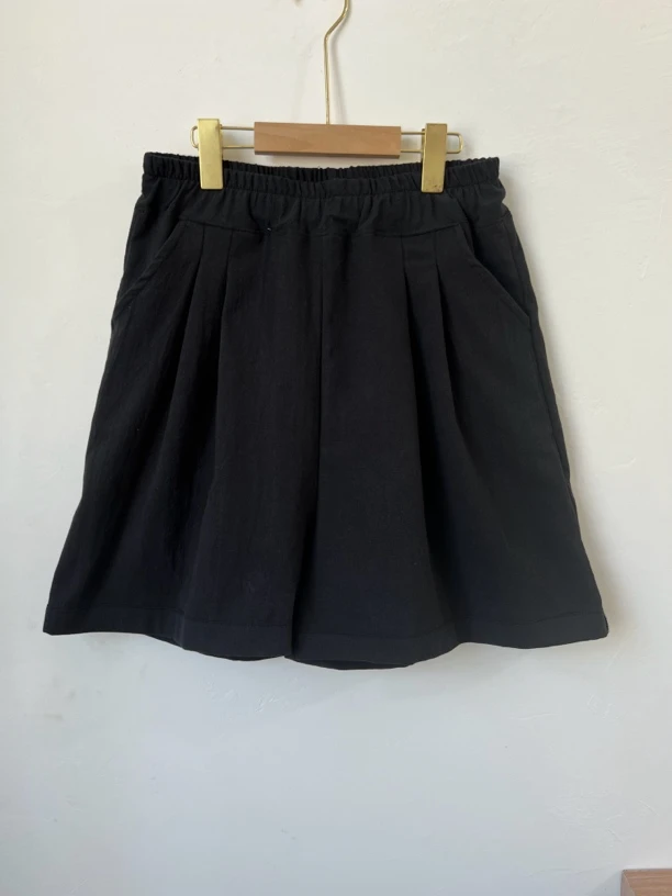 夏季短裤高腰时尚阔腿短裤韩版简约赫本风森系