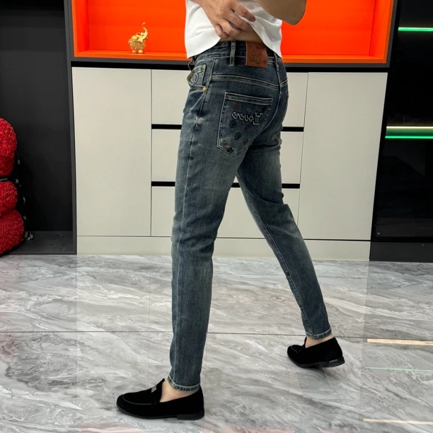 高奢男士秋冬欧货修身小脚牛仔裤高弹力-88835