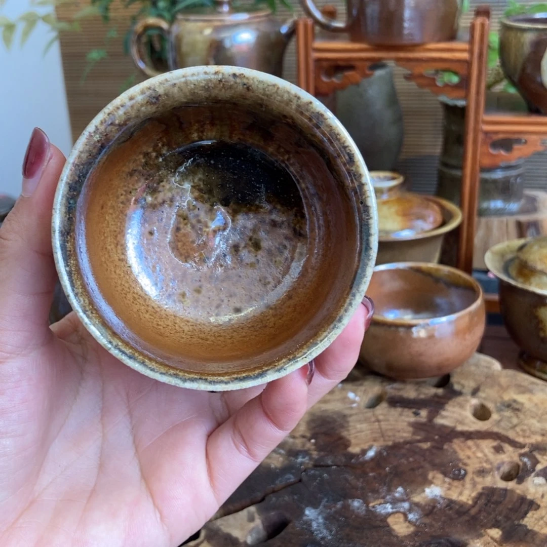 壶赵**?通红柴烧主人杯主人杯