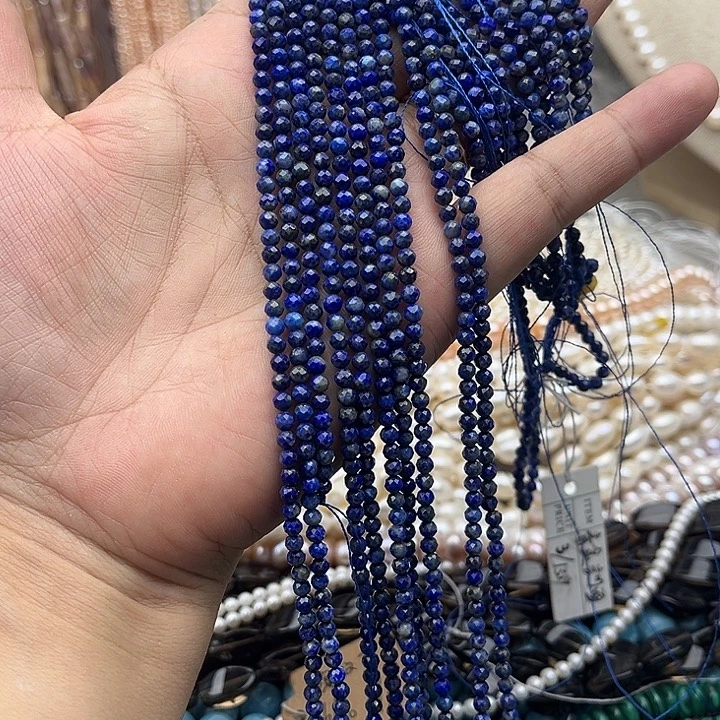 未镶嵌玛瑙/玉髓珠宝半成品一条3mm青金刻面