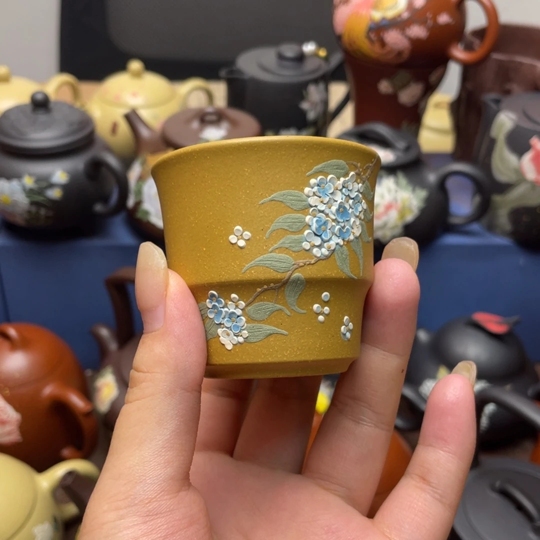 紫泥茶杯紫砂主人杯80cc