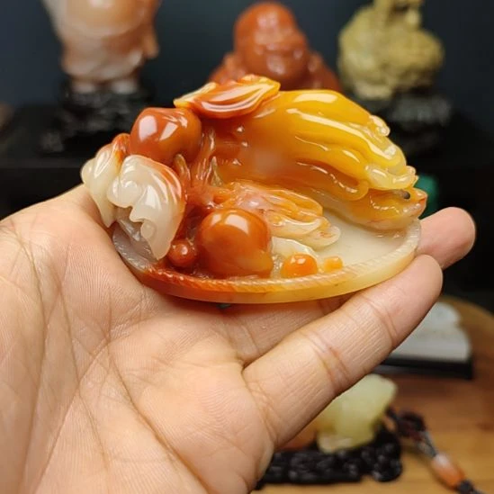 寿山石印石手把件手把件
