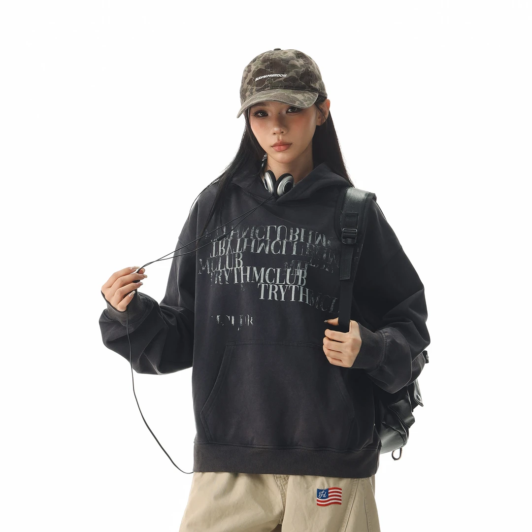 CTB啤酒队长 美式藏青色连帽卫衣女春秋新款情侣装上衣慵懒外套男