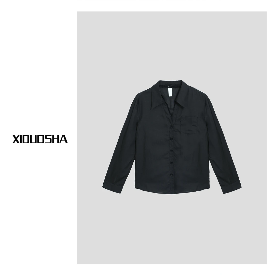 XIDUOSHA/喜朵莎春夏季新品翻领拼接蕾丝显瘦气质款衬衫XDS1053