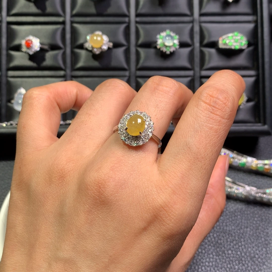 翡翠银S925镶嵌戒指