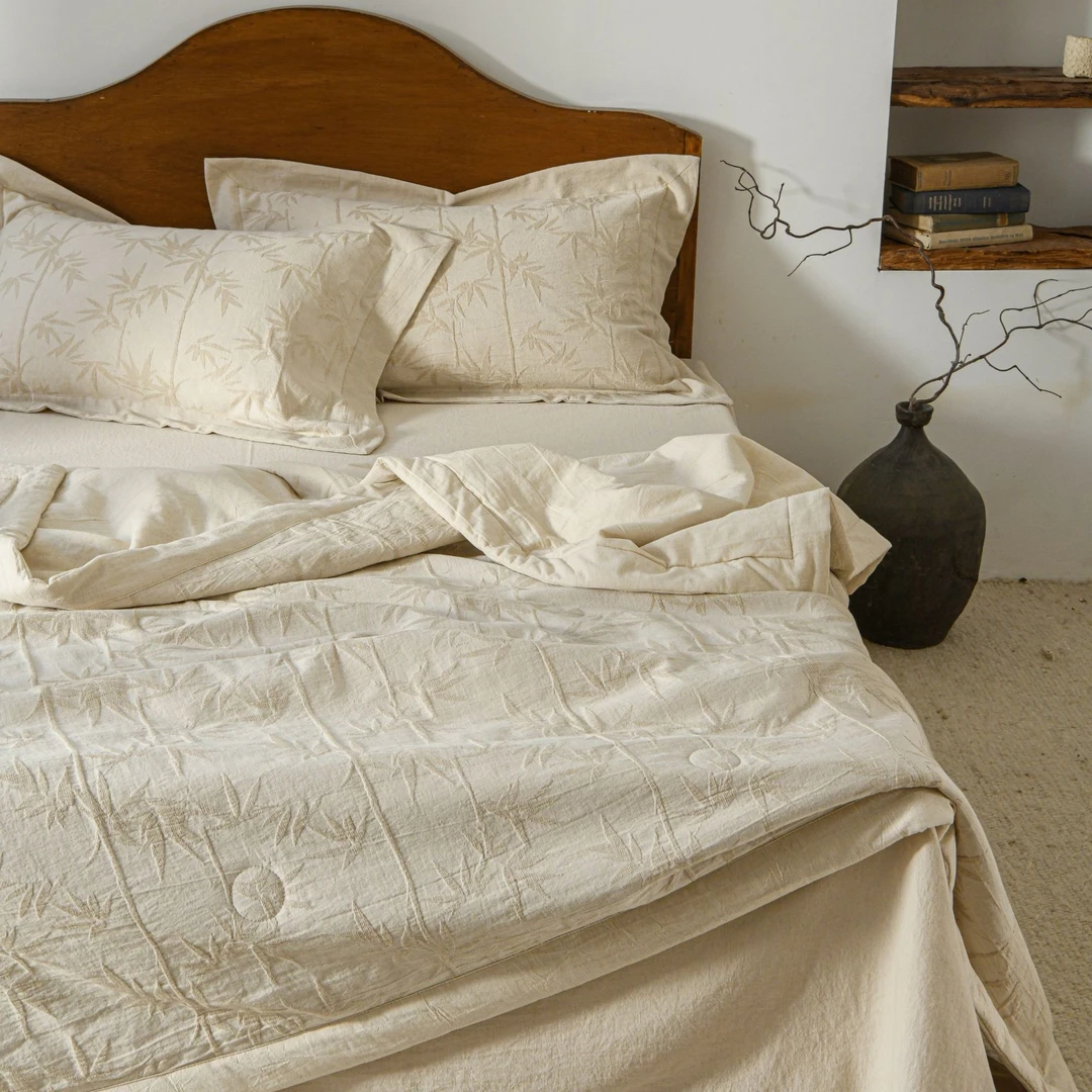 棉麻夏被丨80%棉感沁柔+20%亚麻透气东方提花匠艺×新中式竹影美学