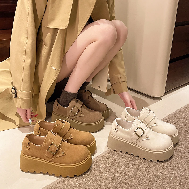 耐磨春中口时尚休闲鞋厚底复古鞋子百搭秋季系带春秋学生韩版