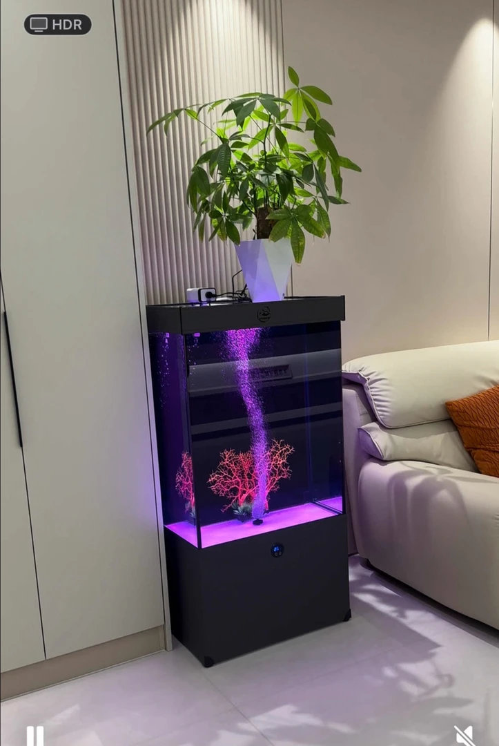 客厅家用落地式超白玻璃智能自循环过滤干湿分离生态鱼缸智能鱼缸