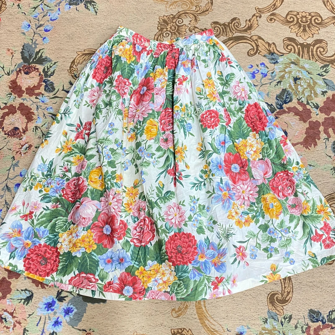 古着美邮半裙碎花春夏日制港风半身裙孤品vintage文艺风民族风