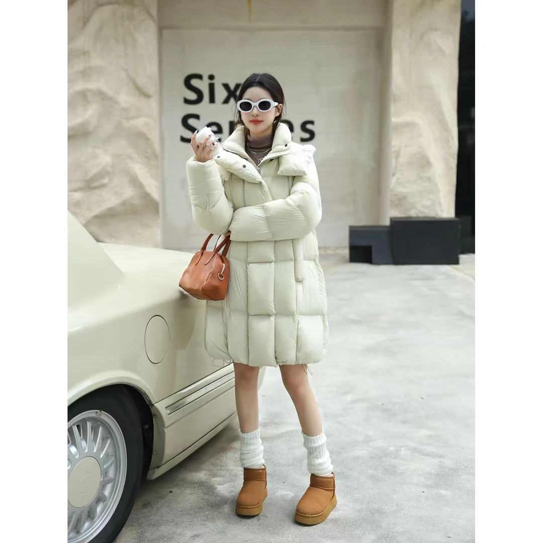 杭熙羽保暖女士潮流时尚长款纯色加厚冬季女士1205