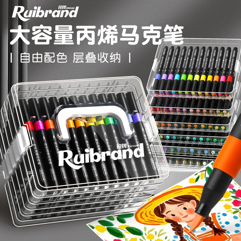 软头丙烯马克笔小学生美术专用彩色笔不透色可叠色水彩套装幼儿园
