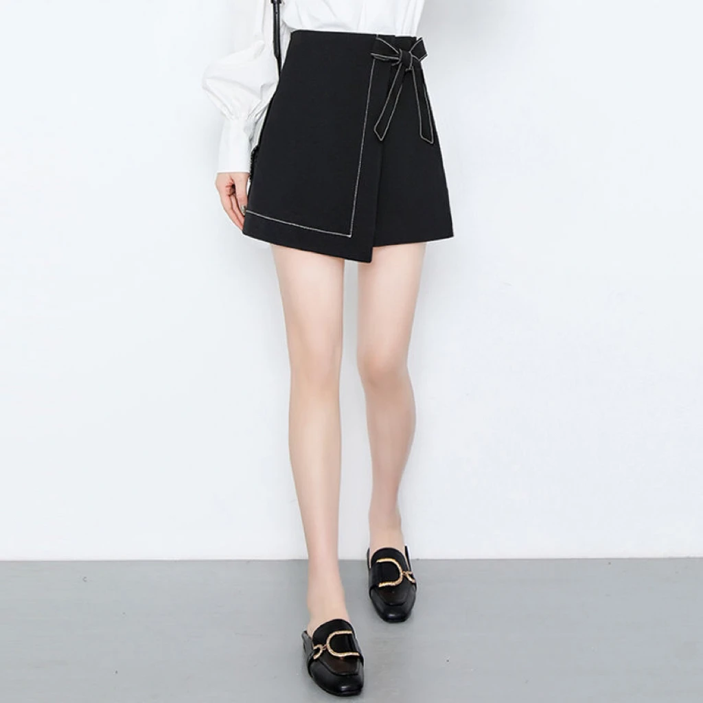系带薄款时尚高腰显瘦半身裙a字裙小个子设计感百搭夏季一步裙