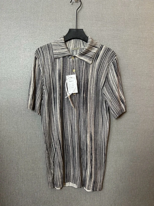 95新 BOTTEGA VENETA/葆蝶家 竖条纹半袖polo衫