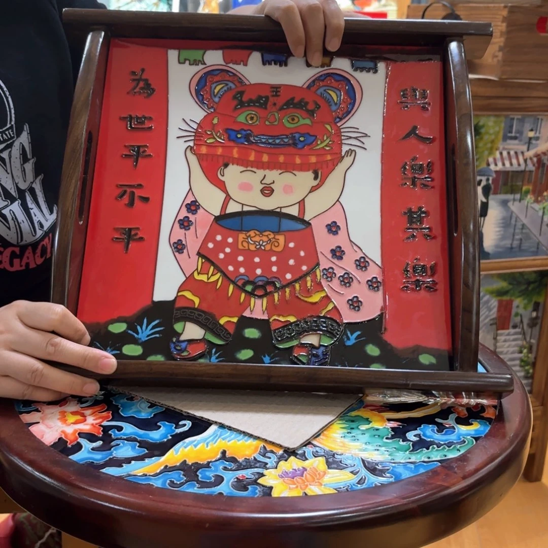 瓷片38.33实木双耳茶台特价福利款微瑕