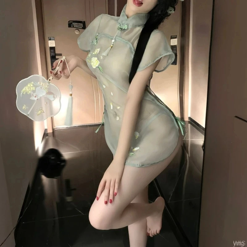 性感透视旗袍小个子改良版诱惑约会战袍火辣成人趣味qqny气质显瘦