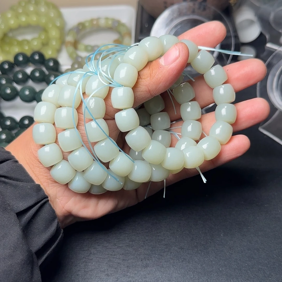 和田玉未镶嵌手串天然且末青白玉卡13多样性拍一发一