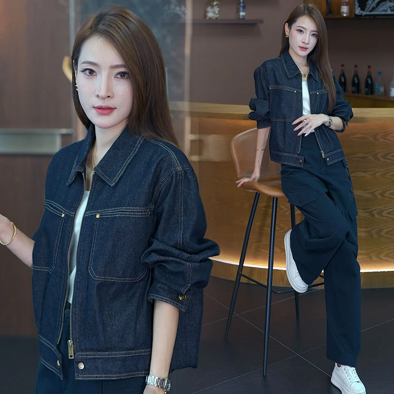 复古春秋翻领牛仔短外套女2025秋季新款宽松显瘦时尚百搭短款夹克