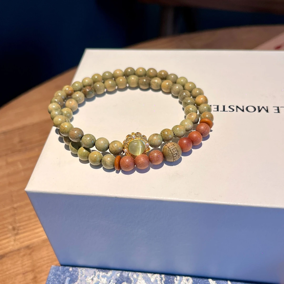 天然绿檀木0.6cm芭比檀手工多圈新料 | 石山海