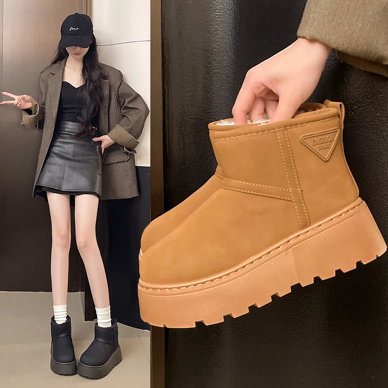 韩版风时尚雪地靴防水2025冬季流光风女款短筒雪地靴成人